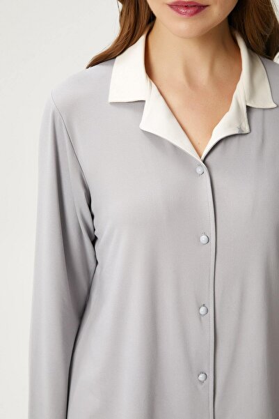 Ritnice Women's Efsa Star Extra Soft Gray Cream Pajama Set