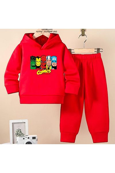 BENROMA Unisex Kids Tracksuit Set - Comics Printed, Oversize Fit