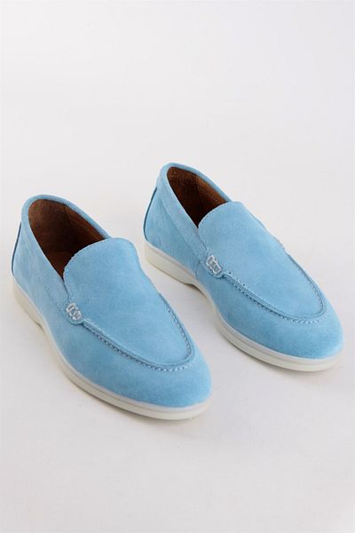 NILUFARR Pantofi ocazional pentru femei Camelia Baby Blue din piele intoarsa autentica
