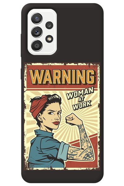 WANNA PROTECT Samsung A53 Black Inside Velvet Warnıng Girl Power Patterned Si...