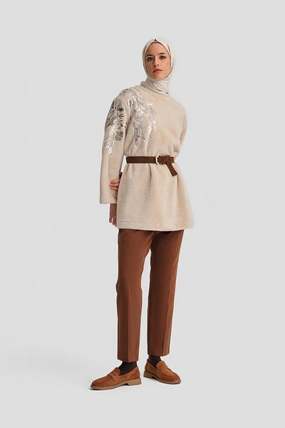 Armine Pantaloni cu urme de călcat maro amarui - 24k2710