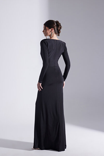 BETTY & SAM Dlouhé šaty Hailey Black Drapely