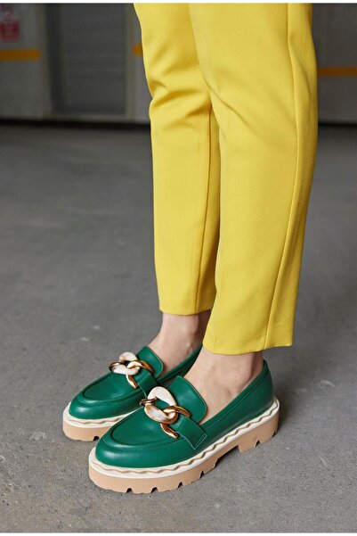 NILUFARR Ladonna Зелені жіночі лофери з натуральної шкіри