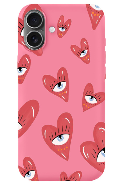 WANNA PROTECT iPhone 16 Pink Inside Velvet Heart Eye Girl Power Patterned Sil...
