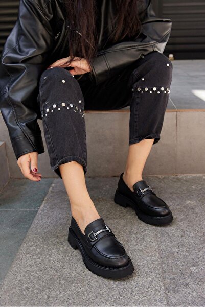 NILUFARR Ossy Чорні жіночі лофери з натуральної шкіри