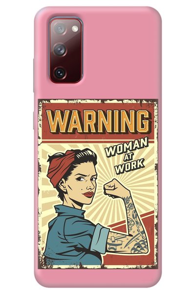 WANNA PROTECT Samsung A02S Pink Inside Velvet Warnıng Girl Power Patterned Si...