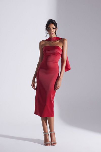 BETTY & SAM Monique - Dark Red Strapless Pencil Skirt Wedding Dress