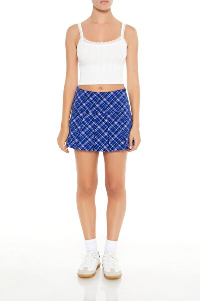 Forever 21 Pileli Ekoseli Mini Etek
