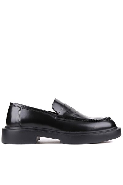 Shoetyle - Black Open Leather Laceless Men's Classic Shoes 250-2375