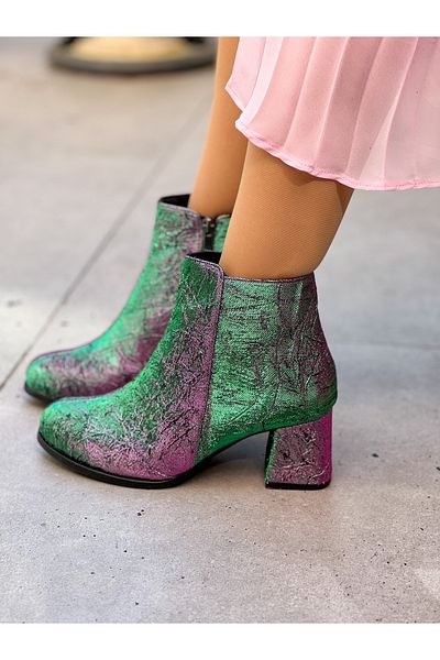 irmona Pery Green Purple Gradient - Μπότες με στρογγυλό τακούνι