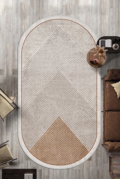 West Home Makinede Yıkanabilir Kaymaz Taban Leke Tutmaz Oval Salon Halısı Mutfak Halısı ve Yolluk