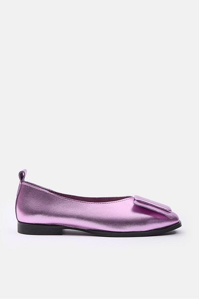 NILUFARR Rilinda Purple Genuine Leather Women's Ballerinas