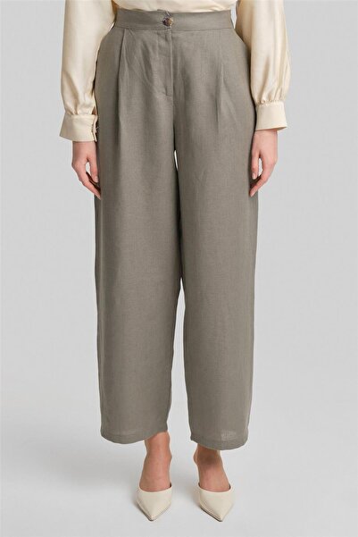 Armine Bol Keten Pantolon 24y2625 Koyu Vizon