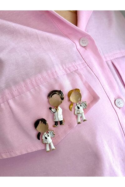 D LUXURY Siyah Saçlı Kadın Doktor Hemşire Broş