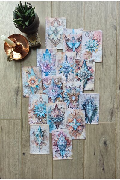 Mona Craftist 15 قطعة من ورق القصاصات ذو الطابع الكريستالي العتيق على شكل زهر...