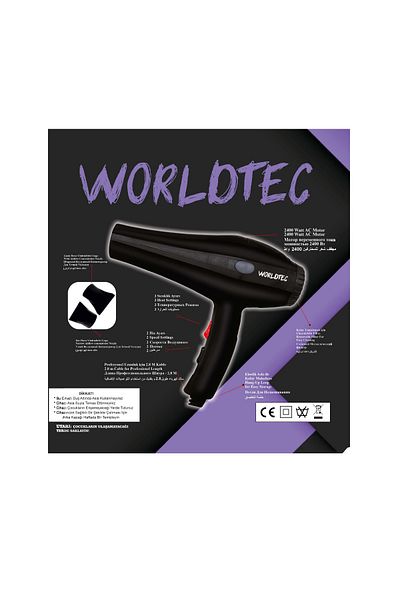 Worldtec 2400 W Turbo Professional Hairdresser Blow & Hair Dryer Ac Motor Powerful Motor