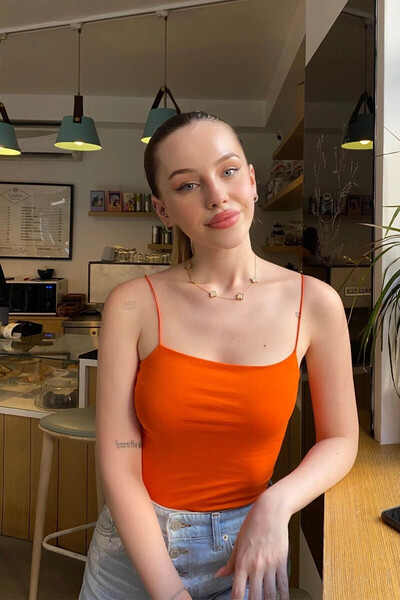 Zechka Γυναικεία πορτοκαλί μπλούζα με σχοινί Basic (ZCK0694)