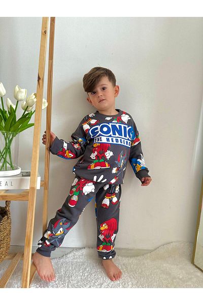 Prime Butik Boy's Sonic Printed Cotton 2-Piece Tracksuit Set