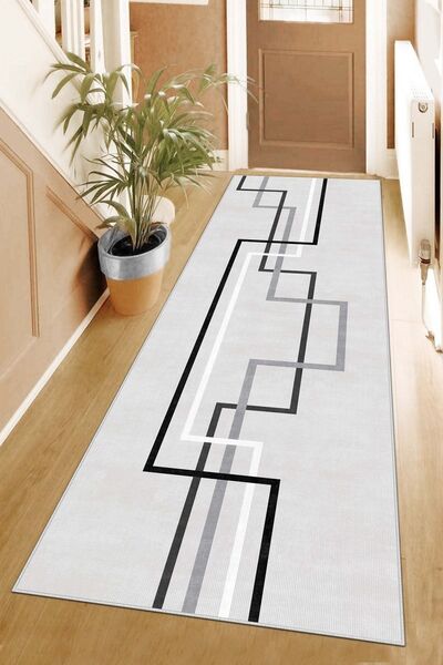 West Home Stain Resistant Modern Cut Kitchen Runner with Washable and Non-Slip Base - Carpet Runner