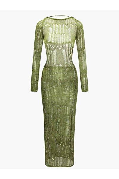 theanemos Yeşil Örgü Transparan Elbise