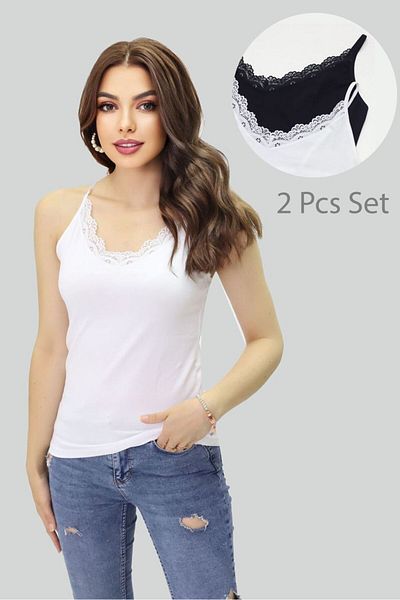 Pampino Women's Luxury Lace Tank Top Set (2 Colors) Ramadan Eid Special Price