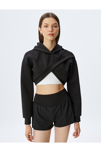 Koton Hanorac cu glugă, cu croială asimetrică, cu straturi, cu croială confortabilă, interlock