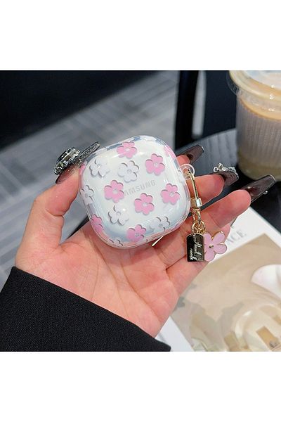 Choice For Buds Pro Pink Fashion Flowers For Samsung Galaxy Buds Pro/Live/FE Soft TPU Anti-Fall Transparent