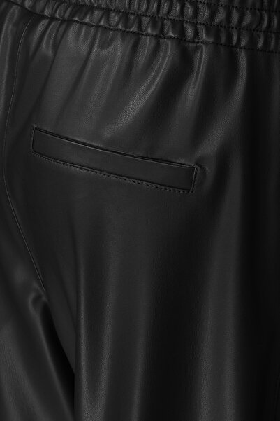 W Collection SİYAH DERİ GÖRÜNÜMLÜ PANTOLON