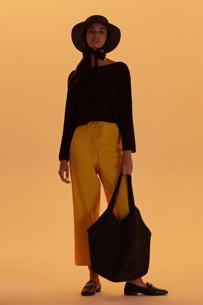 W Collection Sarı Rahat Kesim Pantolon