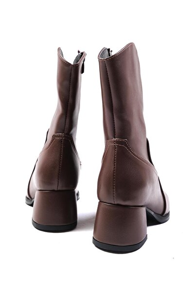 Mio Gusto April Kahverengi Oval Burunlu Kadın Kısa Topuklu Bot