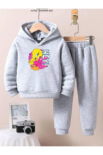 BENROMA Hey Printed Unisex Kids Tracksuit Set - Oversize Fit