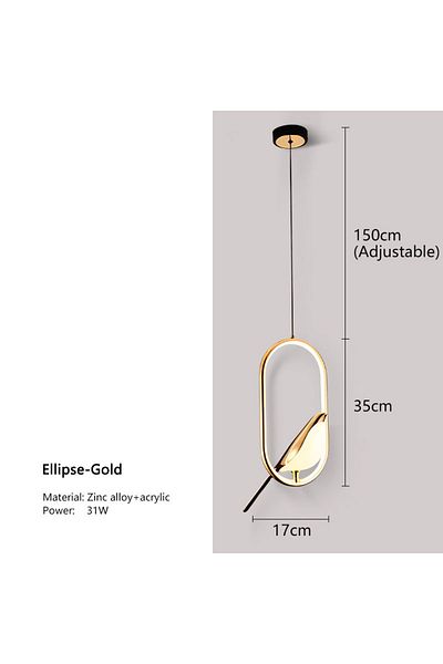 Choice Tricolor Light Ellipse-Gold Magpie Bird LED Cord Pendant Lamps AC85-265V Indoor LED Chandelier Light