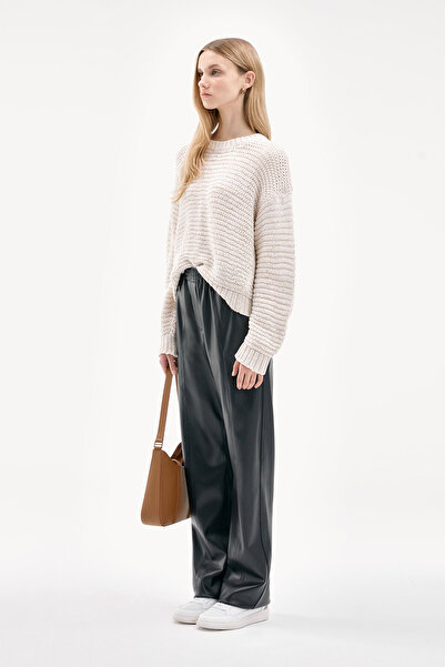 W Collection SİYAH DERİ GÖRÜNÜMLÜ PANTOLON