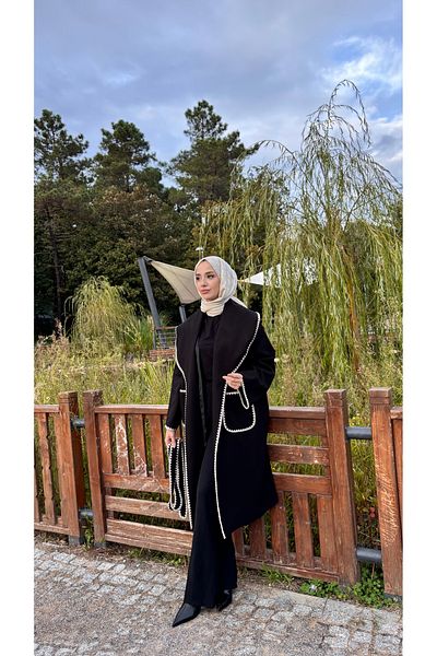 hacer ayaydın Embroidered Bathrobe Type Belted Lined Women's Coat