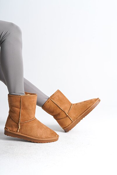 MEVESE SELINA Bağcıksız Düz Taban İçi Kürklü Süet Kadın Bot TT Taba