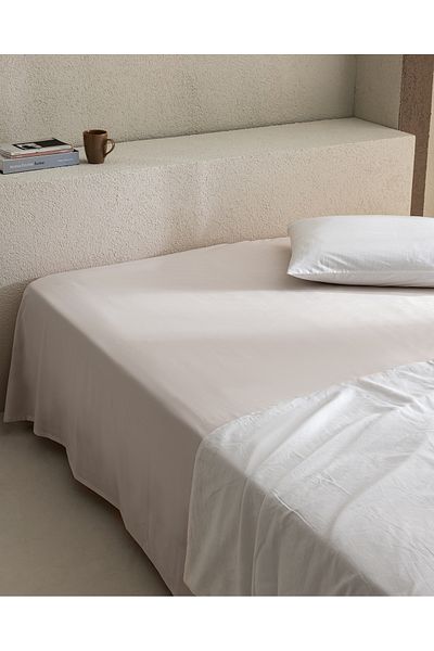 Madame Coco Manon Double 100% Cotton Ranforce Elasticless Sheet - Stone