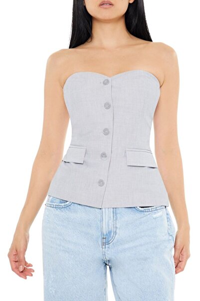 Forever 21 Kalp Yaka Düğmeli Bluz
