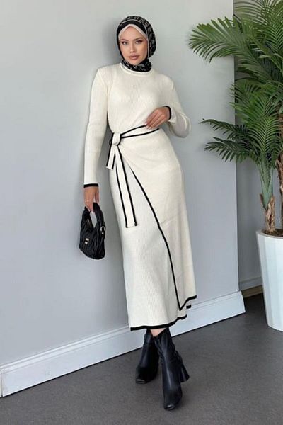 Sezi Moda Giyim Valent Lacing Knitwear Dress