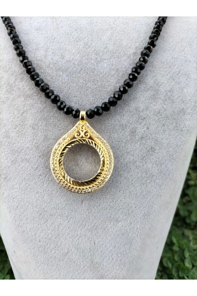 Arjew Çeyrek Ve gram Altın Takmaya Uygun Damla Çerçeveli Kolye