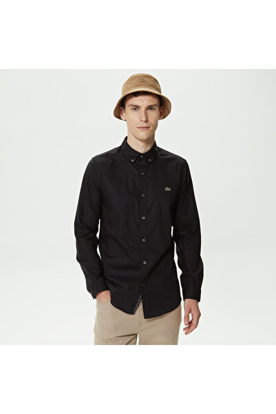 Lacoste Erkek Slim Fit Düğmeli Yaka Siyah Gömlek