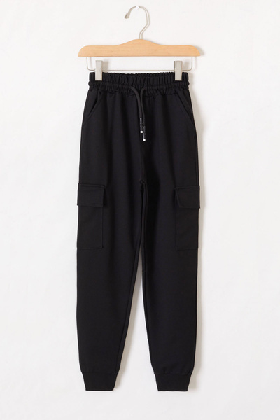 Cansın Mini Boy's Black School SwEatpants with Cargo PockEt and Elastic Waist...