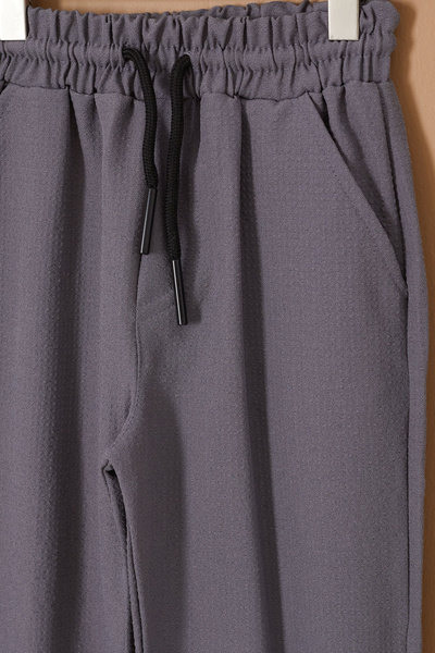 Cansın Mini Anthracite Double Leg Lace-Up Waist Boy's Trousers 19329