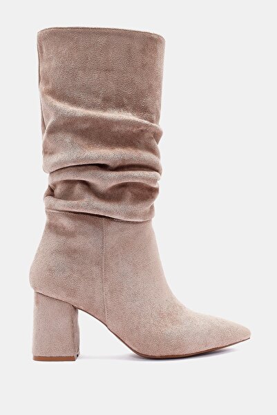 Bestyle Luna Kadın Vizon Topuklu Çizme