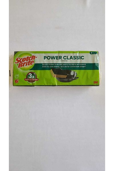 Scotch Brite 8 Pack Green Power Classic Sponge 3 Times More Powerful Cleaning / Not Slotted.