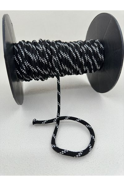 paşateks since 1995 şekil 7 mm Polyester Cord-5 Meters-(Black/White)