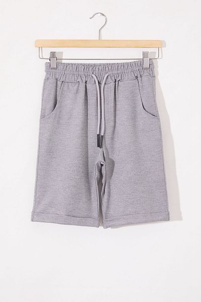 Cansın Mini Pantaloni scurți de bază gri pentru băiat - Talie elastică 18803
