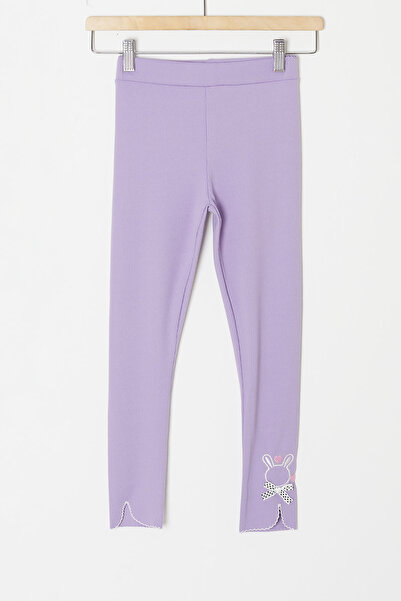 Cansın Mini Λιλά Φιόγκο Κουνέλι Κεντητό Κοριτσίστικο Κολάν 18152