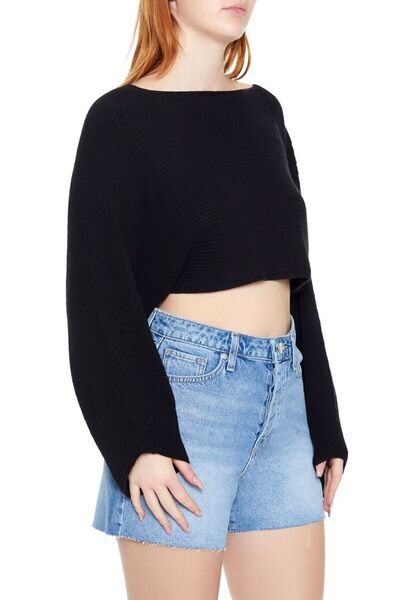 Forever 21 Sırt Dekolteli Crop Triko Kazak