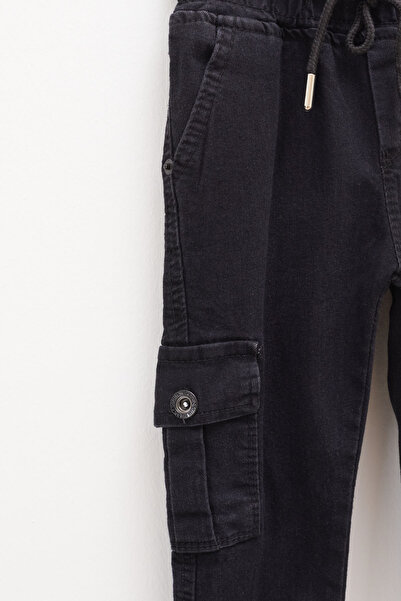 Cansın Mini Siyah Kargo Cepli Beli Lastikli Erkek Çocuk Jean Pantolon 1-4 Yaş 17750