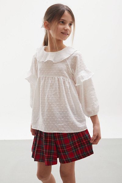 Cansın Mini Red Plaid Patterned Shorts and Skirt Shirt Girl Suit 17975